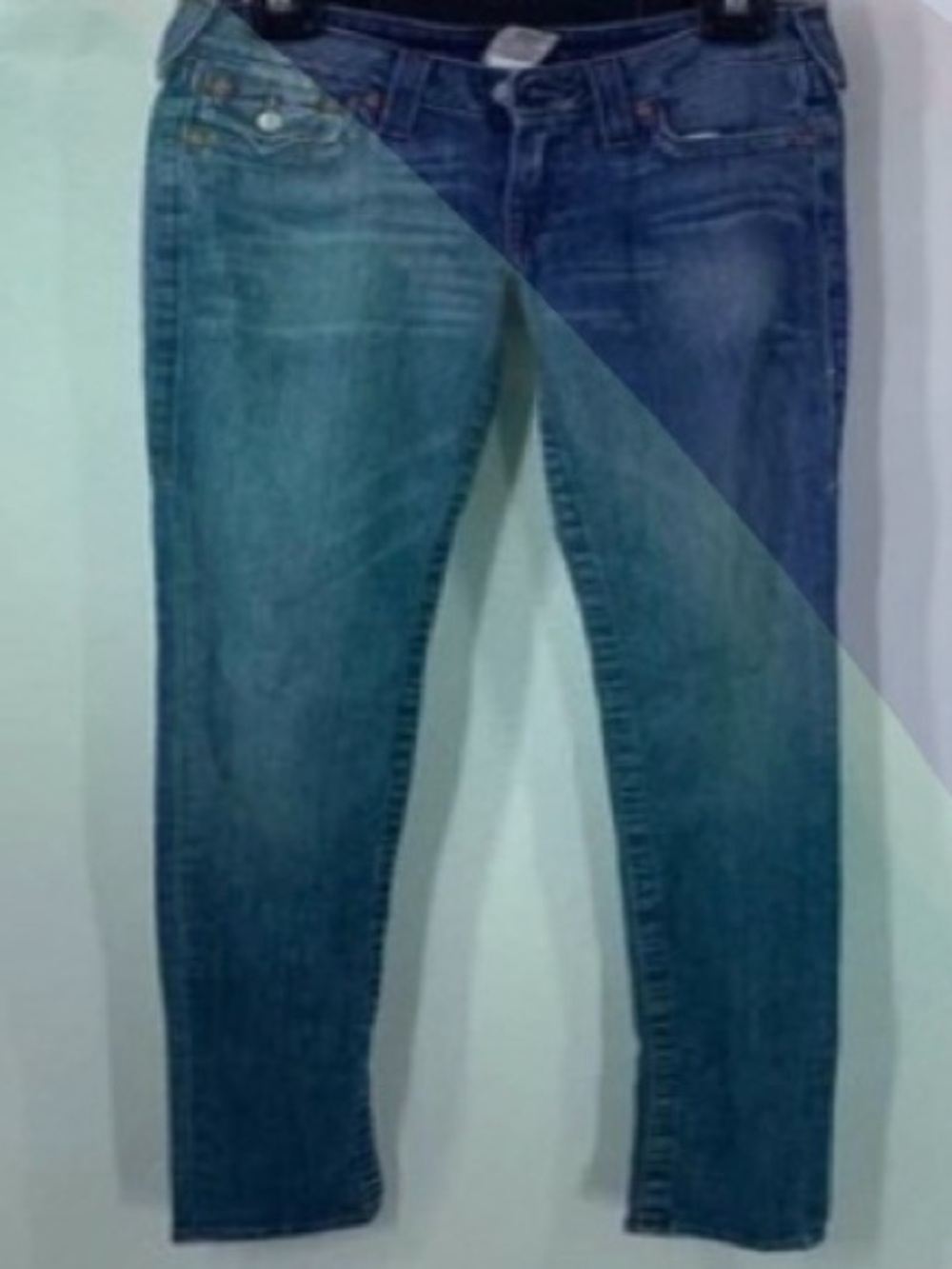 True Religion Slim Skinny Jeans in medium Blue Wash faded